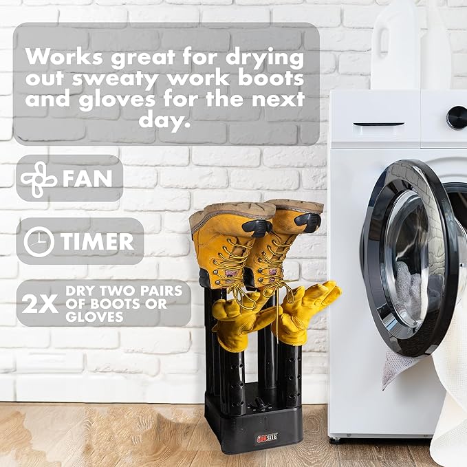 JobSite Mighty Dry Boot Dryer with Rubber Drip Tray - Boots Dryer with Heat Blower Fan - Fast Glove & Shoe Dryer - Helps Reduce Odor - Image 3