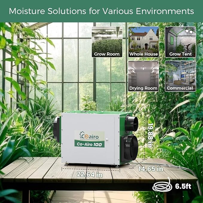 Whole House Dehumidifier, 180 Pint with Fresh Air Function with Controller, Commercial Dehumidifier with Drain Hose Up to 2300 sq. ft. for Grow Tent, Whole House, Commercial, Basement - Image 5