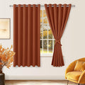 Hiasan Grommet Blackout Curtains for Bedroom, 70 x 63 Inches - Thermal Insulated & Light Blocking Window Drapes for Living Room/Dorm Room Fall Decor, Set of 2 Panels Sewn with Tiebacks, Burnt Ochre by Hiasan