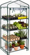 Worth Garden 4 Tier Mini Greenhouse - 63'' H x 27'' L x 19'' W - Sturdy Portable Gardening Shelves with PVC Cover - Small Green House Use in Indoor & Outdoor for Plants Flowers by WORTH