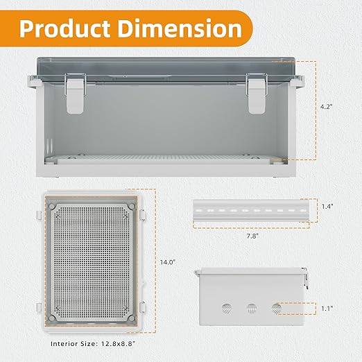 Joinfworld Clear Electrical Enclosure Box Outdoor 14x10x6 Plastic Junction Box Waterproof Outside Nema 4 Electrical Box Weatherproof for Electronics Pump Controller WiFi Router - Image 4
