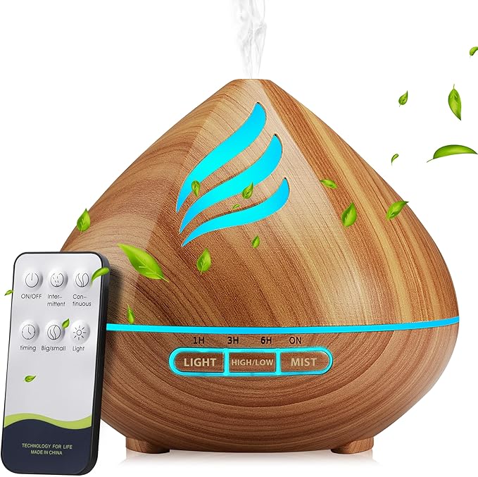 Essential Oil Scent Diffuser: 500ML Aroma Diffuser with Remote Control, Large Fragrance Aromatherapy Diffuser, Mist Humidifier with 14 Colors LED Lights and Auto-Off for Valentine's Day Gifts by JcrAsZZF