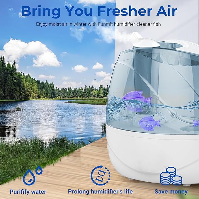 Funmit Humidifier Cleaning Fish, 6 Pack Humidifier Cleaner for Humidifiers and Fish Tanks, Purifies Water, Prevents Hard Water Build-Up, Reduces Scale, Purple - Image 6