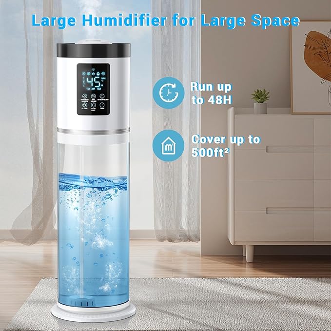 8L/2.1Gal Humidifiers for Bedroom Large Room with Clear Tank, 7-Color Light, 36dB Ultrasonic Cool Mist Humidifiers with Humidistat, Essential Oil Tray Top Fill Humidifier for Home Bedroom Office - Image 5