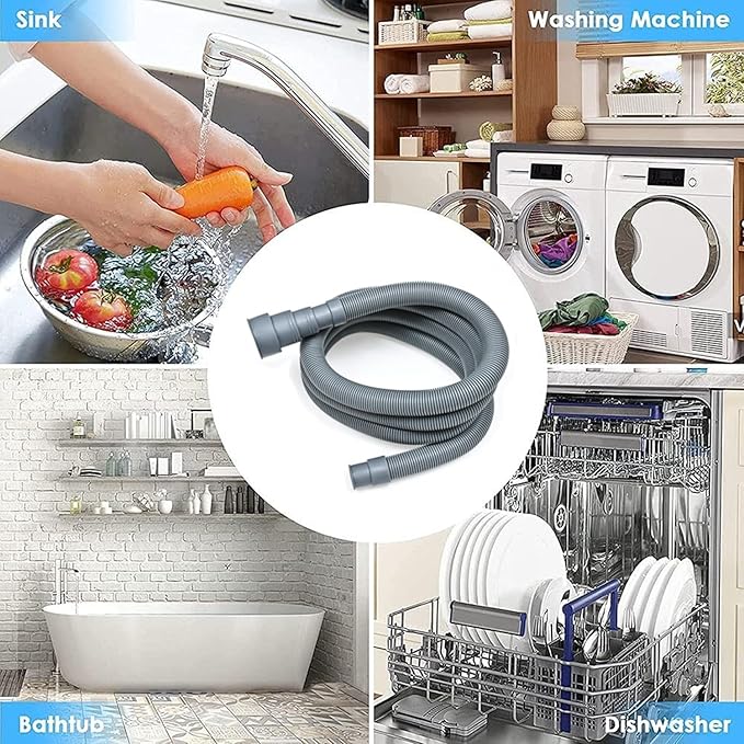 10ft Washing Machine Drain Hose, Universal Drain Hose Extension Kit for Washer, Dishwasher, Flexible Discharge Hose for LG/GE/Samsung, Fit up to 1-1/2 Inch Drain Outlets (10) - Image 8
