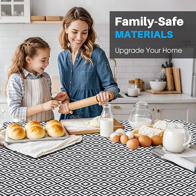 Coavas Extra Grip Thickened Shelf and Drawer Liner - Non-Adhesive Non-Slip Waterproof Mats for Kitchen Cabinets, Drawers, Shelves, Dresser & Cupboard, Easy Cut DIY (Black Rhombic, 12IN x 30FT) - Image 4