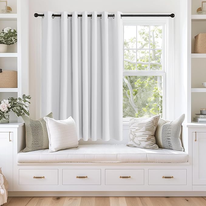 NICETOWN Room Darkening Greyish White Curtain for Bedroom, Grommet Thermal Insulated Room Divider Light Blocking Window Treatment Privacy Drapes, 1 Panel, W100 x L63 by NICETOWN