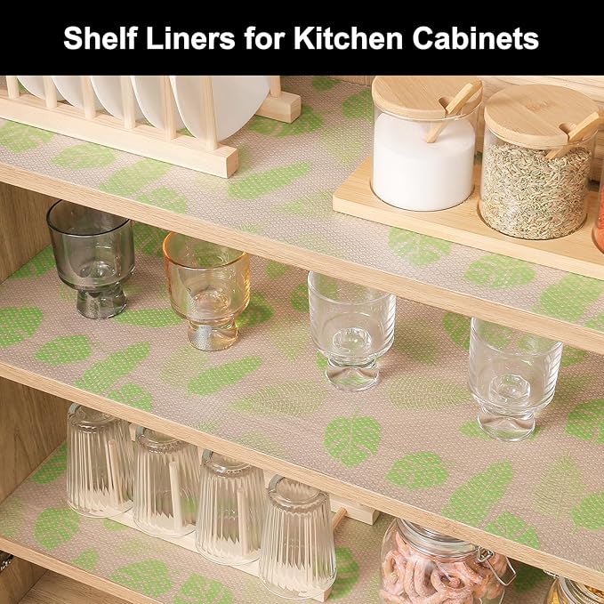 Cooyes Shelf Liner – Premium Non-Adhesive Cabinet & Drawer Liner for Kitchen – Waterproof Shelf Paper with Modern Pattern – Durable EVA Cabinet Mat – Easy to Cut （12" W x 240" L） - Image 2