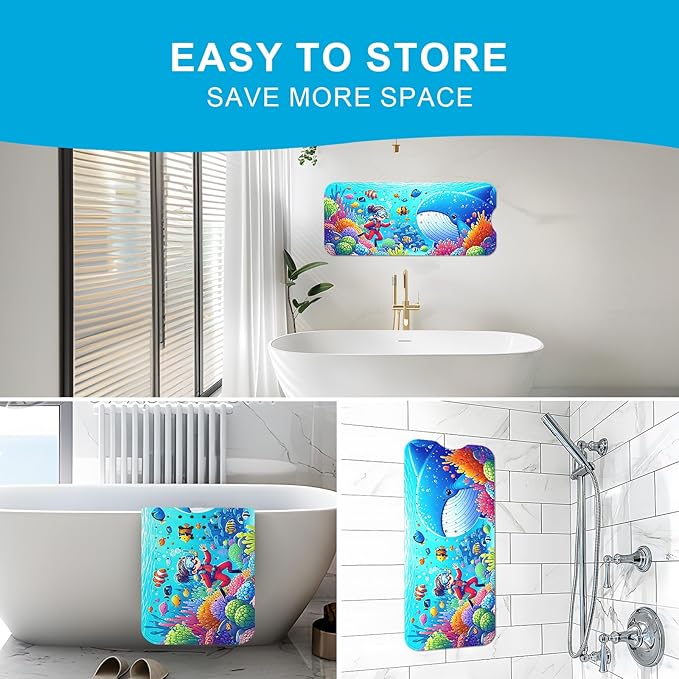 XIYUNTE Baby Bath Mat for Tub Non Slip Kids Bath Mat - 40''x16'' Extra Long Cartoon Bathtub Mat Non Slip Kids Shower Mat Eco-Friendly Toddler Bath Mats with Suction Cups, Machine Washable - Image 5