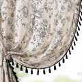 jinchan Linen Blend Curtain Floral Curtains for Living Room 63 Inch Length Printed Curtains with Tassels Rod Pocket Farmhouse Rustic Peony Flower Patterned Drapes Bedroom Window Curtains Set 2 Panels by JINCHAN