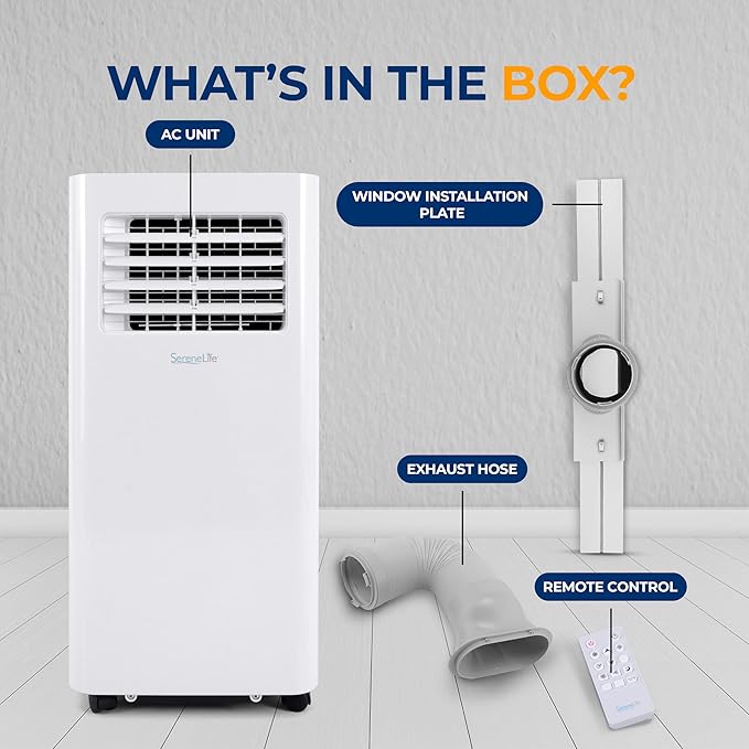 SereneLife Small Air Conditioner Portable 10,000 BTU with Built-in Dehumidifier - Portable AC unit for rooms up to 450 sq ft - WiFi app + Remote Control, Window Mount Exhaust Kit - Image 7