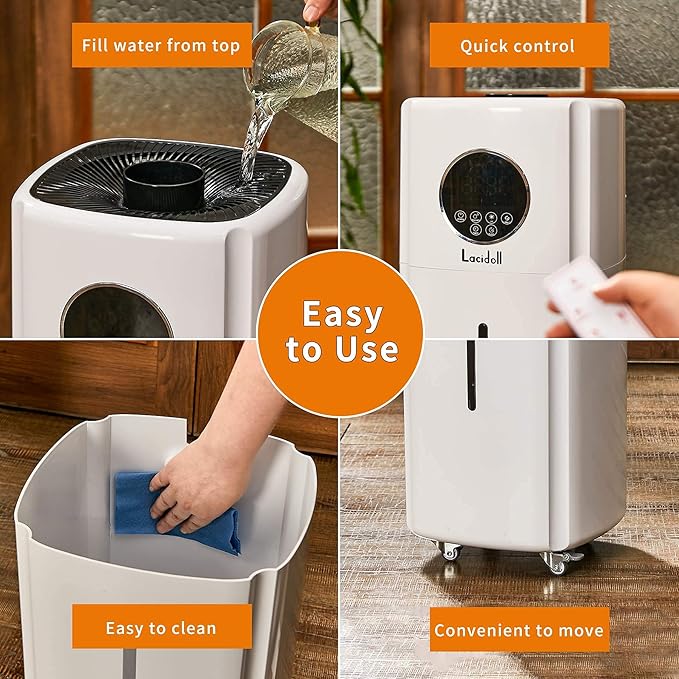 Humidifiers for Large Room Whole House Humidifier for Home 2000 sq.ft, 5.5Gal Cool Mist Top Fill Humidifier Floor Humidifier 21L 2000ML/H Dual 360° Nozzles 3 Speed - Image 5