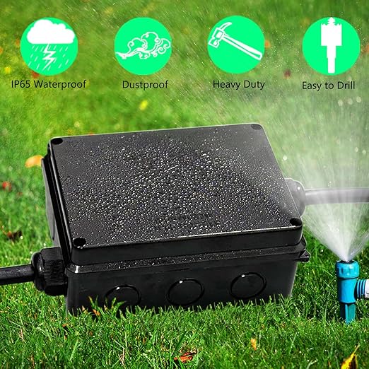 Junction Box, Reserved Holes Electrical Boxes Waterproof IP65 ABS Plastic Electrical Power Cord Enclosure Project Box Black 10 x 7.9 x 3.1 inch(255x200x80mm) - Image 3