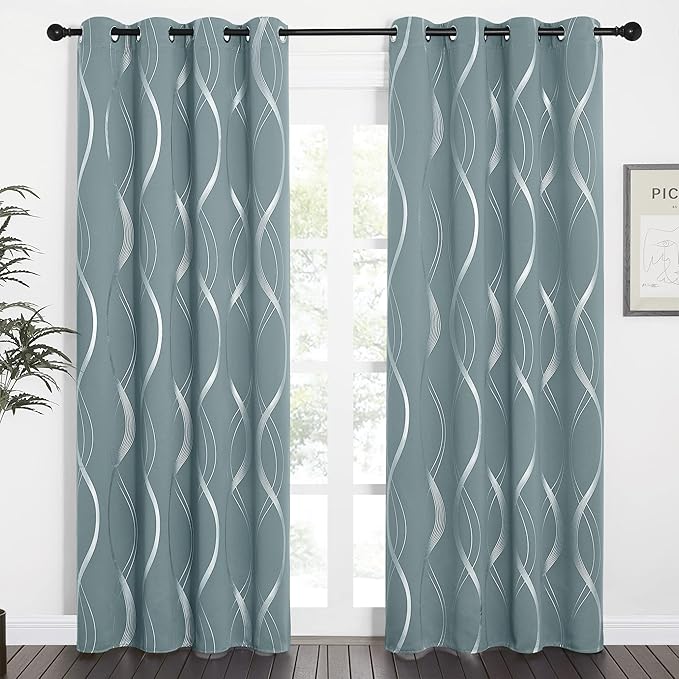 NICETOWN Room Darkening Curtains for Living Room, Stormy Sea, 2 PCs, 52 inch by 84 inch, Easy Care Solid Thermal Insulated Grommet Room Darkening Curtains/Panels/Drapes for Bedroom Decoration - Image 2