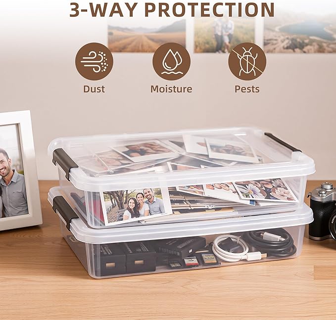 Citylife 3 PCS Plastic Storage Bins with Latching Lids Portable Project Case Clear File Box Stackable Storage Containers for Organizing A4 Paper, Photo, Document, Scrapbook - Image 8