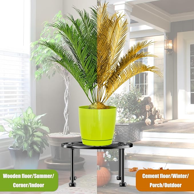 Garden Gifts Plant Lovers Gifts 3 Packs Black Metal Plant Stand with Anti-Slip Base Rustproof Heavy Duty Decorative Round Flower Stand Display Shelf for Indoor/Outdoor - Image 6