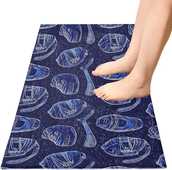 Ice Hockey Pattern Blue Decorative mat Non Slip Anti Mold Washable Rugs for Bathroom for Entrance Hall Accessories 39x20in alfombra para ba?o - Image 2