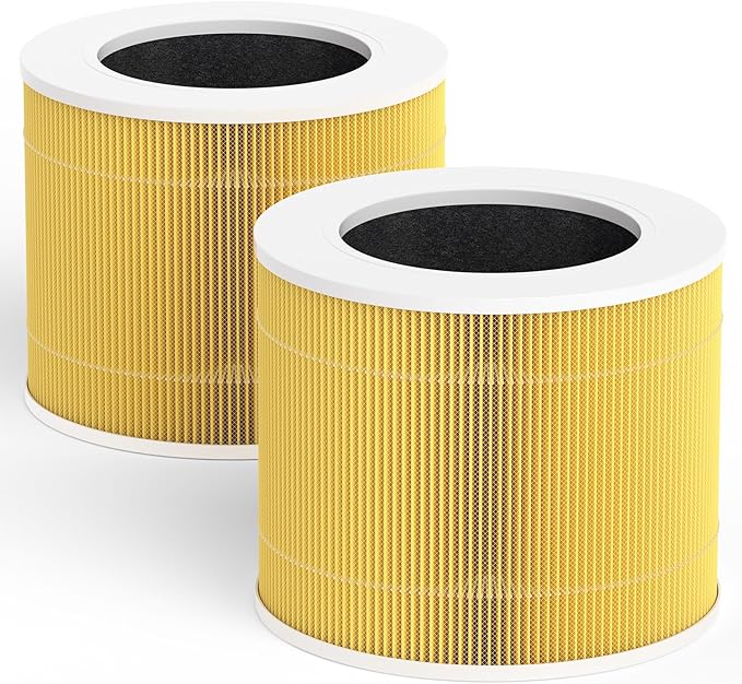 Leemone Core Mini Pet Replacement Filter for LEVOIT Core Mini Air Purifiers, High-Efficiency Activated Carbon, Replace Part Core Mini-RF, 2 Pack,yellow by Leemone