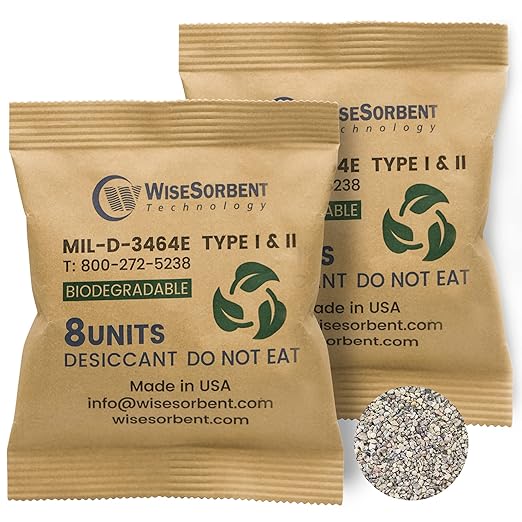 Kraft Clay Desiccants Packs for Safe, 264 Gram 10 Packs Dehumidifier for Gun Safe, Military Grade Moisture Absorbers, Conforms to MIL-D-3464E Type I & II Absorbents by Wisesorb