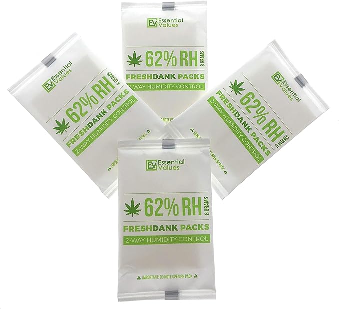 Essential Values Humidity Packs (10 Pack / 8 Grams) - 62-Percent RH FreshDank - 2-Way Control That Keeps Your Product Fresher for Longer by EssentialValues