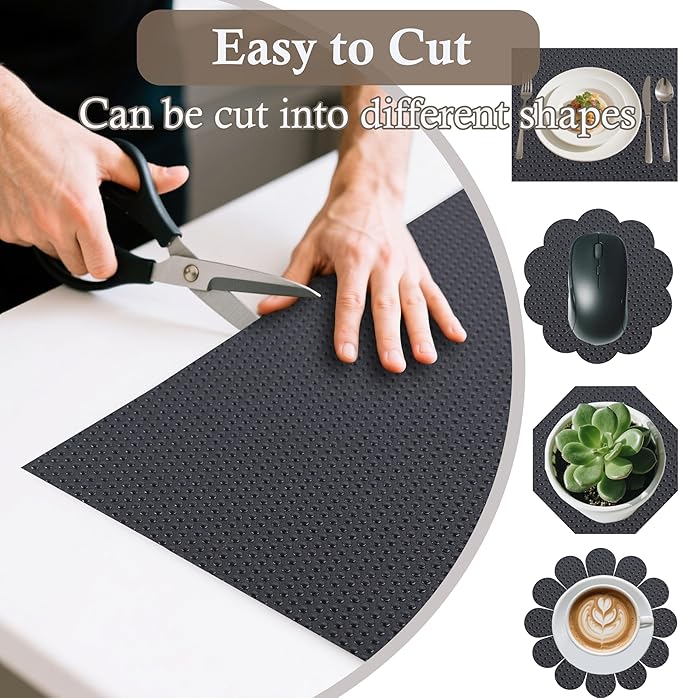 Shelf Liner Non-Slip 10 Inch Wide X 20 Ft Kitchen Cabinet Drawer Liners Waterproof & Oil-Proof Drawer Liners for Cupboard Pantry Non Adhesive Refrigerator Shelf Liner Strong Grip Cabinet Mat (Black) - Image 4