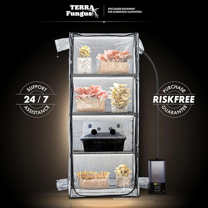 Mushroom Grow Tent with Light and Timer, 65" x 27.5" x 20" & 6500k LED, Indoor Greenhouse with Grow Light, Martha Tent for Mushroom, mini Greenhouse, 4" Vents to Insert Accessories, fits monotub - Image 7