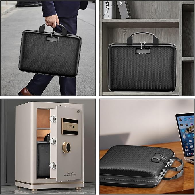 Fireproof File Organizer,Fireproof Document Box with Lock,Large 13 Pocket Expanding File Folder,Hard-Shell Portable Safe Storage for Letter/Legal Document,Laptop,Valuables-Black - Image 7