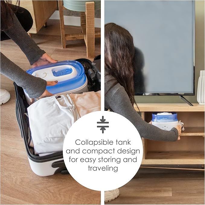 Crane Collapsible Cool Mist Humidifier for Bedroom and Office, 1 Gallon Portable Humidifier for Travel and Easy Storage, Blue and White - Image 5