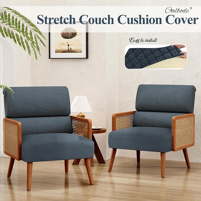 8Pcs Stretch Couch Cushion Covers, Water Resistant Outdoor Sofa Cuhsion Cover Replacement,Washable Outdoor Patio Chair Seat Cushion Covers for Furniture Protect (Charcoal Gray, Grid Textured) - Image 5