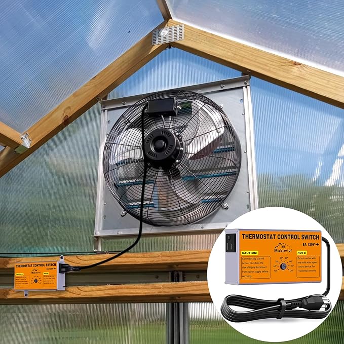 Attic Fan Thermostat-Control, Adjustable Thermostat with Overload Protector, Temperature Controlled Attic Fan, with Socket Easy to Install, Exhaust Fan Temperature Controller for Workshop, Greenhouse - Image 5