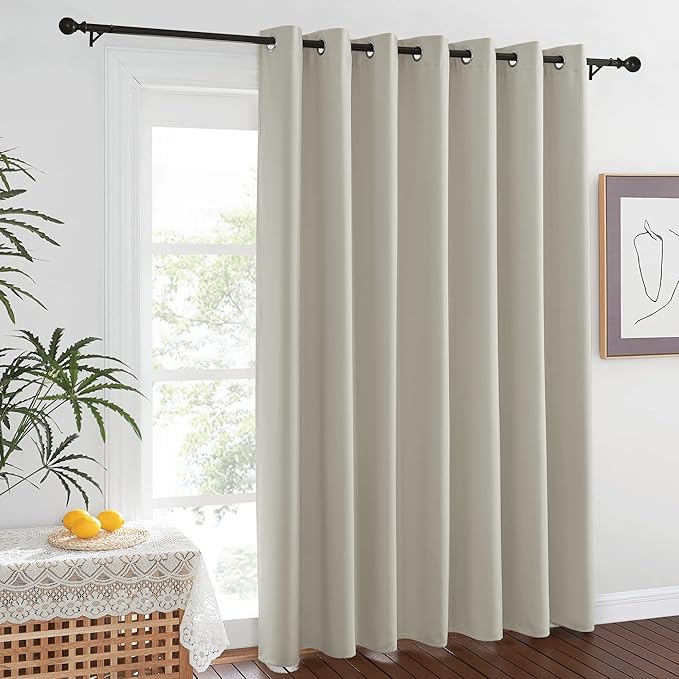 NICETOWN Wall Dividers for Rooms, Sound Barrier Room Divider Curtain Screen Partition, Function Thermal Blackout Patio Door Panel, Sliding Door Insulated Curtain, Natural, 8.3ft Wide x 8ft Long - Image 8