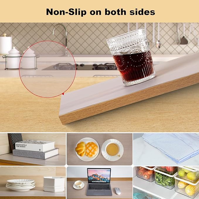 Thickened Shelf Liner, 16 in x 20 FEET Non-Slip Cabinet Liner, Washable Oil-Proof Contact Paper for Kitchen Drawer, Cabinet, Shelves, Refrigerator, Storage, Desks, Non Adhesive - Image 4