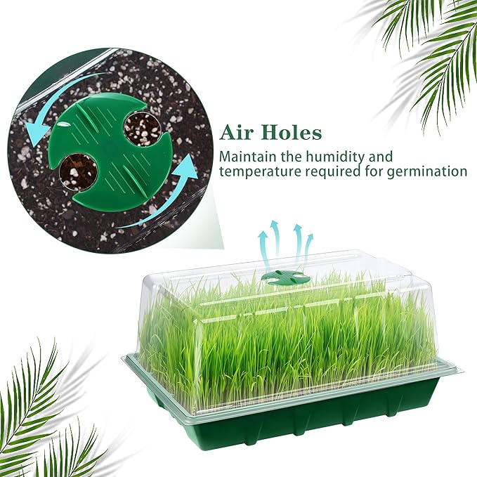 6 Packs Seed Starter Tray Kits with Humidity Dome, Plastic Germination Growing Trays with Plants Labels Planting Tools for Seeds Growing Starting, Germination Seedling Propagation, Green - Image 3