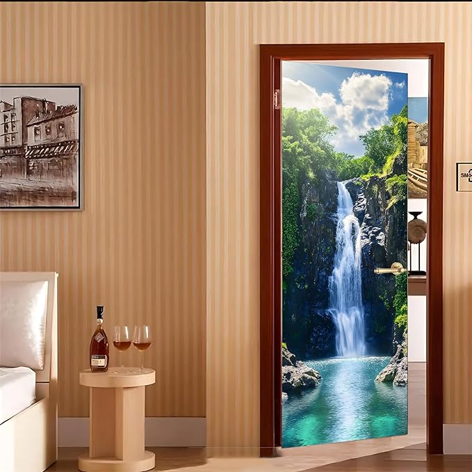 3D Door Stickers, Peel and Stick Vinyl Wallpaper, Self-Adhesive Mural Door Cover for Home Decor 30.3" W x 78.7" H - Image 7