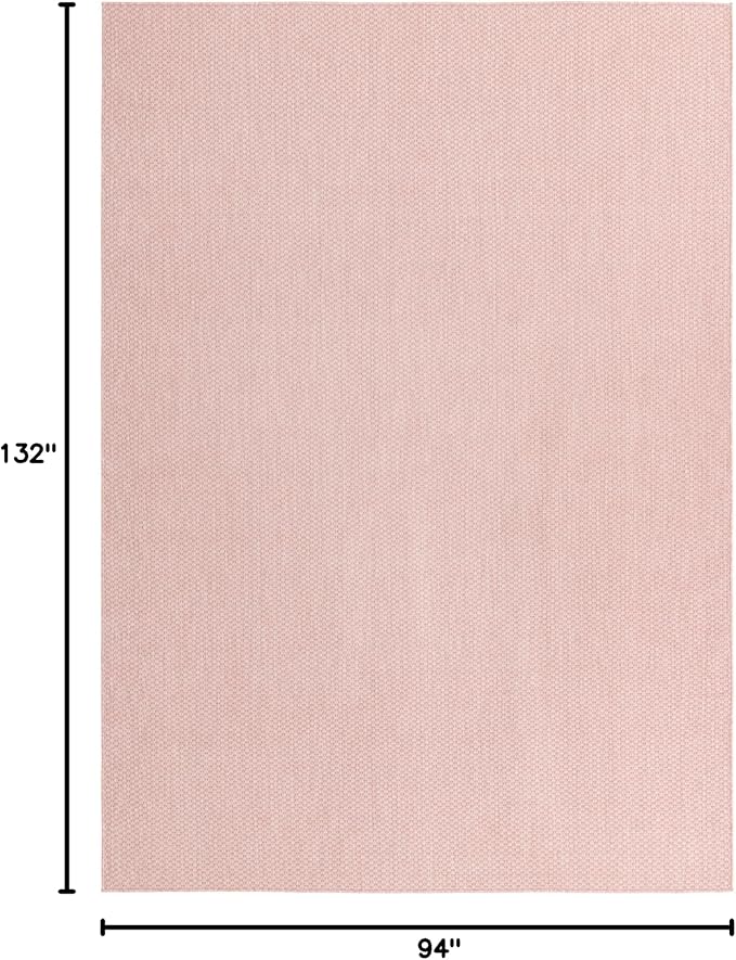 Unique Loom Collection Casual Transitional Solid Heathered Indoor/Outdoor Flatweave Area Rug (7' 10" x 11' Rectangle, Whisper Pink/Ivory) - Image 2
