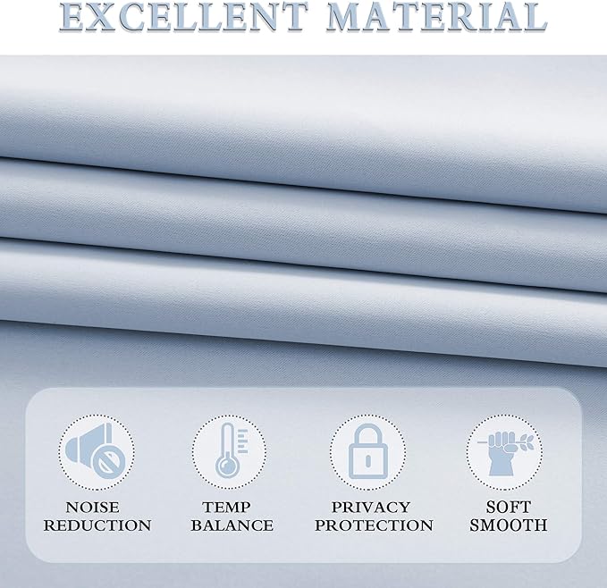 DONREN Cerulean Blue Drapes Home Fashion Thermal Insulated Room Darkening Curtains - Rod Pocket Short Curtain Panels for Bathroom (1 Pair,42 inches Wide by 54 inches Long) - Image 4
