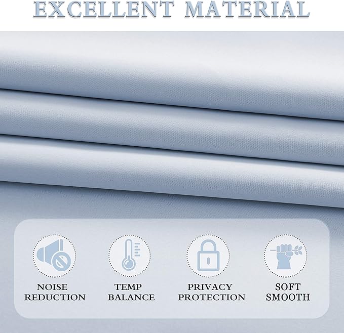 DONREN 48 Inch Curtains Light Blue Blackout Curtains - All Season Thermal Insulated Rod Pocket Curtain Panels for Kids Room (2 Panels,52 W by 48 inches Long) - Image 4
