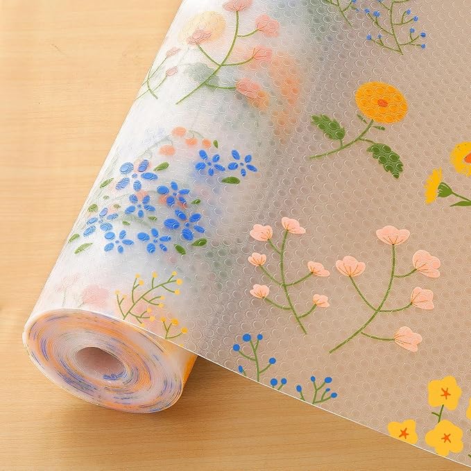 INNOLITES Shelf Liners for Kitchen Cabinets Non-Adhesive Drawer Liner with Floral, Waterproof Durable Easy to Clean, for Refrigerator, Shelves (Colorful Floral, 23.6" x 236") by INNOLITES