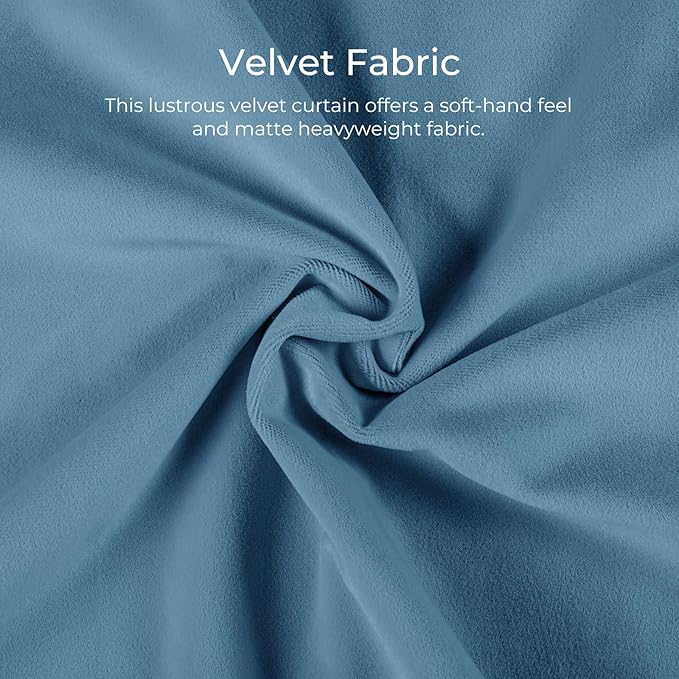 TWOPAGES Luxury Velvet Curtain Pinch Pleated Sky Blue Curtain 84 inch Long Thermal Insulated Blackout Drapes for Bedroom Living Room Indoor Window (1 Panel,Sky Blue,52Wx84L) - Image 3