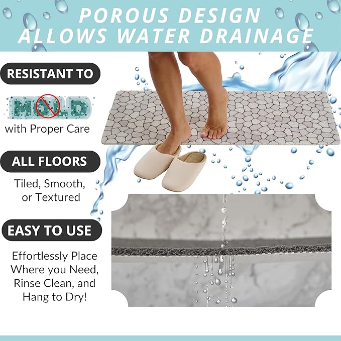 Non Slip Bathtub Mat Shower Mat for Tub - Loofah Bath Mats for Bathroom - 40x16 Bathtub Floor Mat - Textured Anti Slip Bath Mat Without Suction Cups - Secure Mat for Wet Areas (40x16 Pebble) - Image 4
