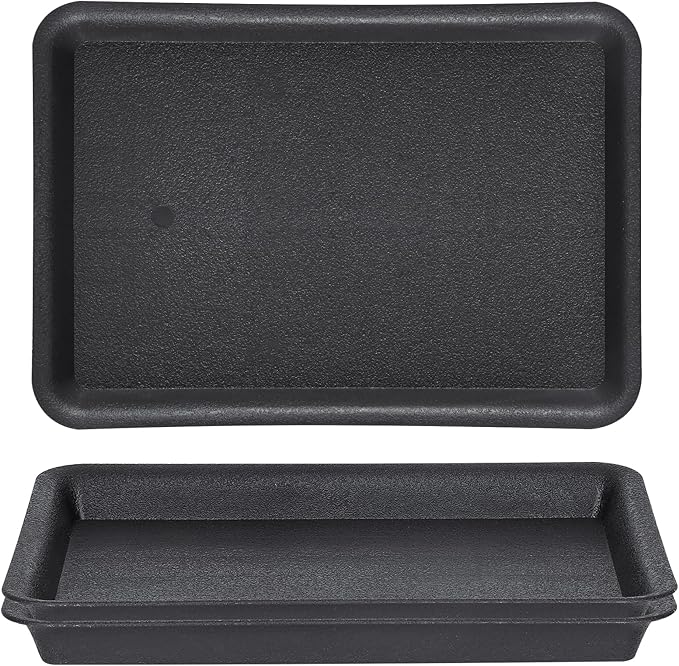 GREANER Plant Saucer Tray Rectangular, Heavy Sturdy Plastic Plant Drainage Trays, Plant Pot Drainage Tray for Indoor Outdoor, Plant Drip Trays for Pots, Seed Starter Growing Tray(13 x 9 inch, Black) by GREANER