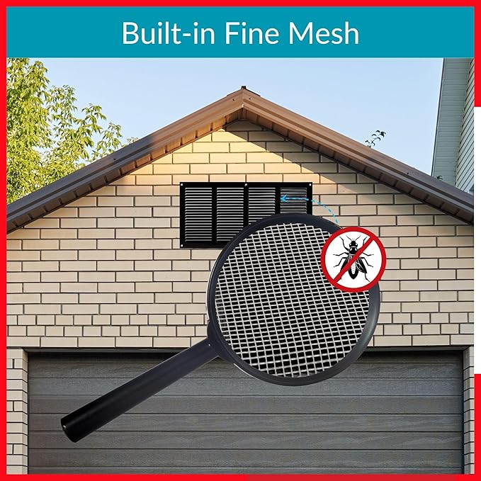 14x6 Vent Cover (Duct Opening) - Black HVAC Return Air Grille for Wall and Ceiling - Metal AC Vent Cover with Mesh - Rectangular Ventilation Register - External Dimensions: 15.75" W x 7.87" H - Image 5