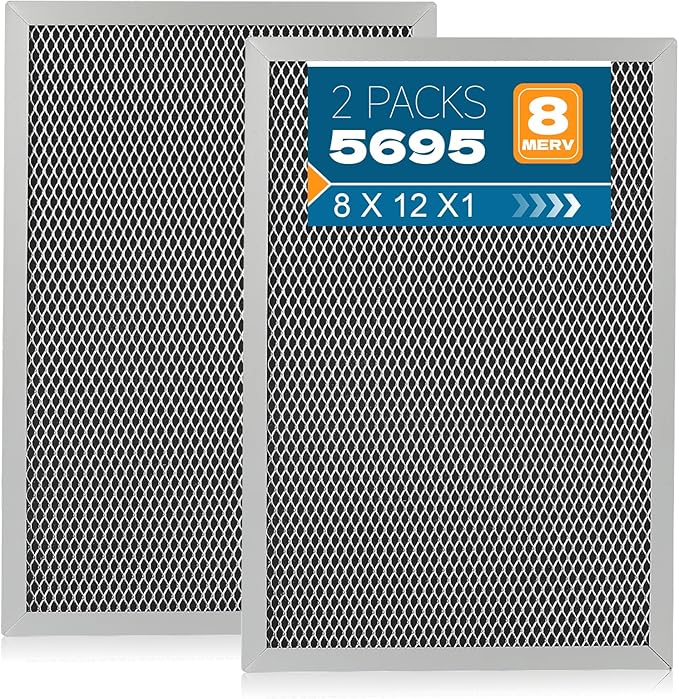2-Packs 5695 Washable MERV 8 Dehumidifier Filter 8x12x1 Compatible with AprilAire Whole-House Models 1820 1820Z E070 E070KZ E070KZM E070N E070T E070Z Replacement Filter by Qinlov