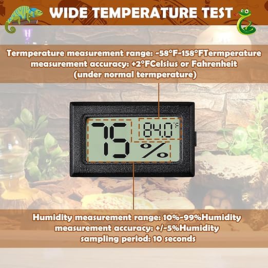 Reptile Thermometer and Humidity Gauge,4PCS Digital Adhesive Reptile Hydrometer Thermomete Tank Accessories Pet Supplies for Tortoise Habitat,Chameleon Cage,Iguana,Tree Frog Terrarium - Image 3