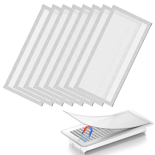 Hon&Guan Floor Vent Covers, Strong Magnetic Vent Mesh Air Vent Filters, 4.7x10.2'' PVC Floor Register Vent Screens for Home Floor/Wall/Ceiling Catch Debris Hair Dust (White, 6PCS) by HonGuan