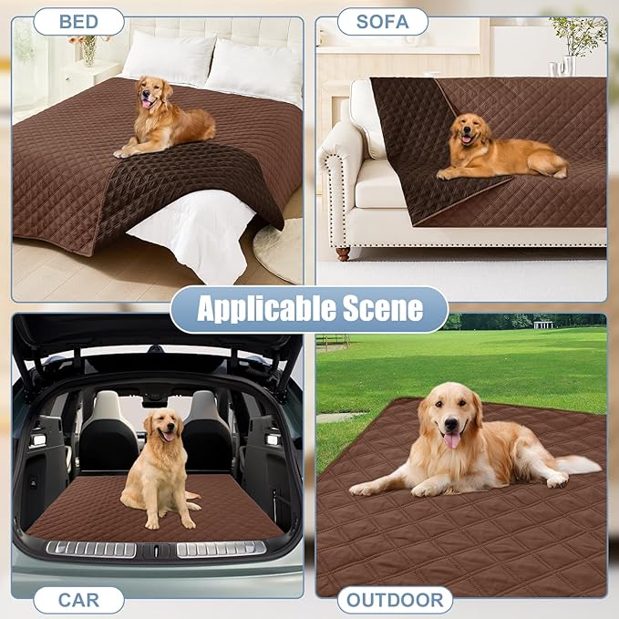 Smiry Waterproof Dog Bed Cover Pet Blanket, Soft Washable Dog Blanket for Furniture Bed Couch Sofa Reversible, Checkered (82"x102", Brown/Chocolate) - Image 7