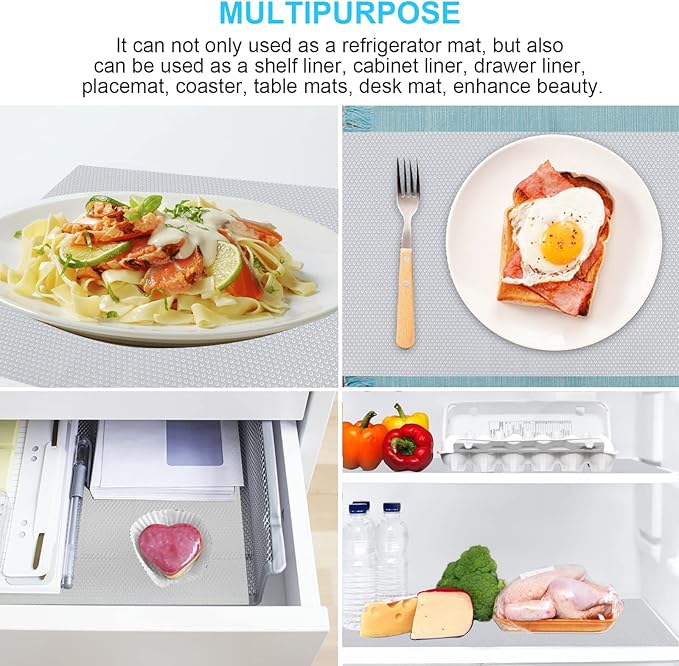 8 PCS Refrigerator Mats, EVA Refrigerator Liners for Shelves Washable Can Be Cut Fridge Shelf Liner Waterproof Fridge Pads Mat Drawer Table Placemats (Clear) - Image 7
