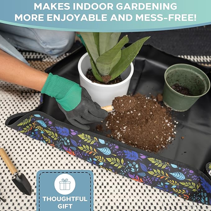 Indoor Gardening Tools Set with 28.7" Waterproof Plant Potting Mat - Image 3
