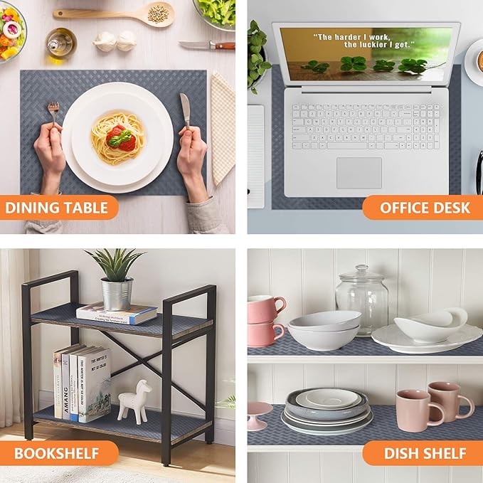 Shelf Liners for Kitchen Cabinets Refrigerator Liners Waterproof Kitchen Cupboard Liner Non-Slip Drawer Mats EVA Material Non Adhesive Fridge Liner for Shelves - Gray 17.5 x 236.2 Inches x 2 Rolls - Image 2