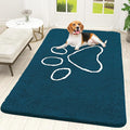 OLANLY Dog Door Mat for Muddy Paws 59x35, Paw Print Design, Absorbs Moisture and Dirt, Absorbent Non-Slip Washable Doormat, Quick Dry Chenille Mud Mat, Entry Indoor Entryway Carpet, Atlantic Blue by OLANLY